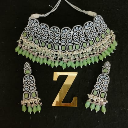 ZEVAR | Silver Plated AD Choker Necklace Set