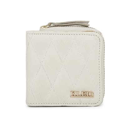 Quilted Vegan Wallet (S)-White