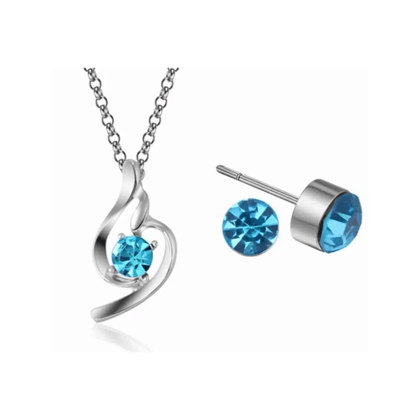 Alloy Tunnel Earring (Blue, Silver)-Blue