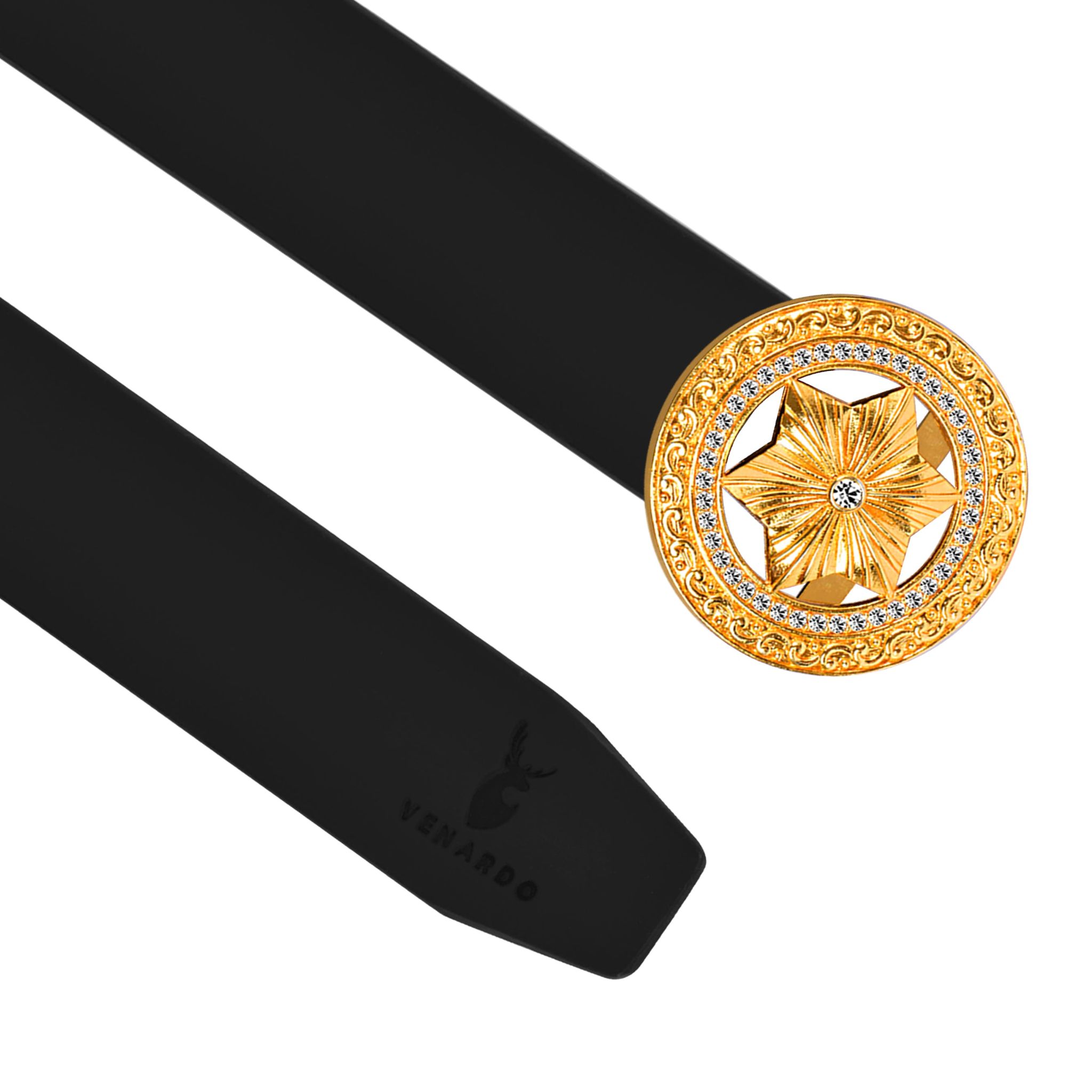 Solo Gold Diamond Buckle Leather Belt For Men