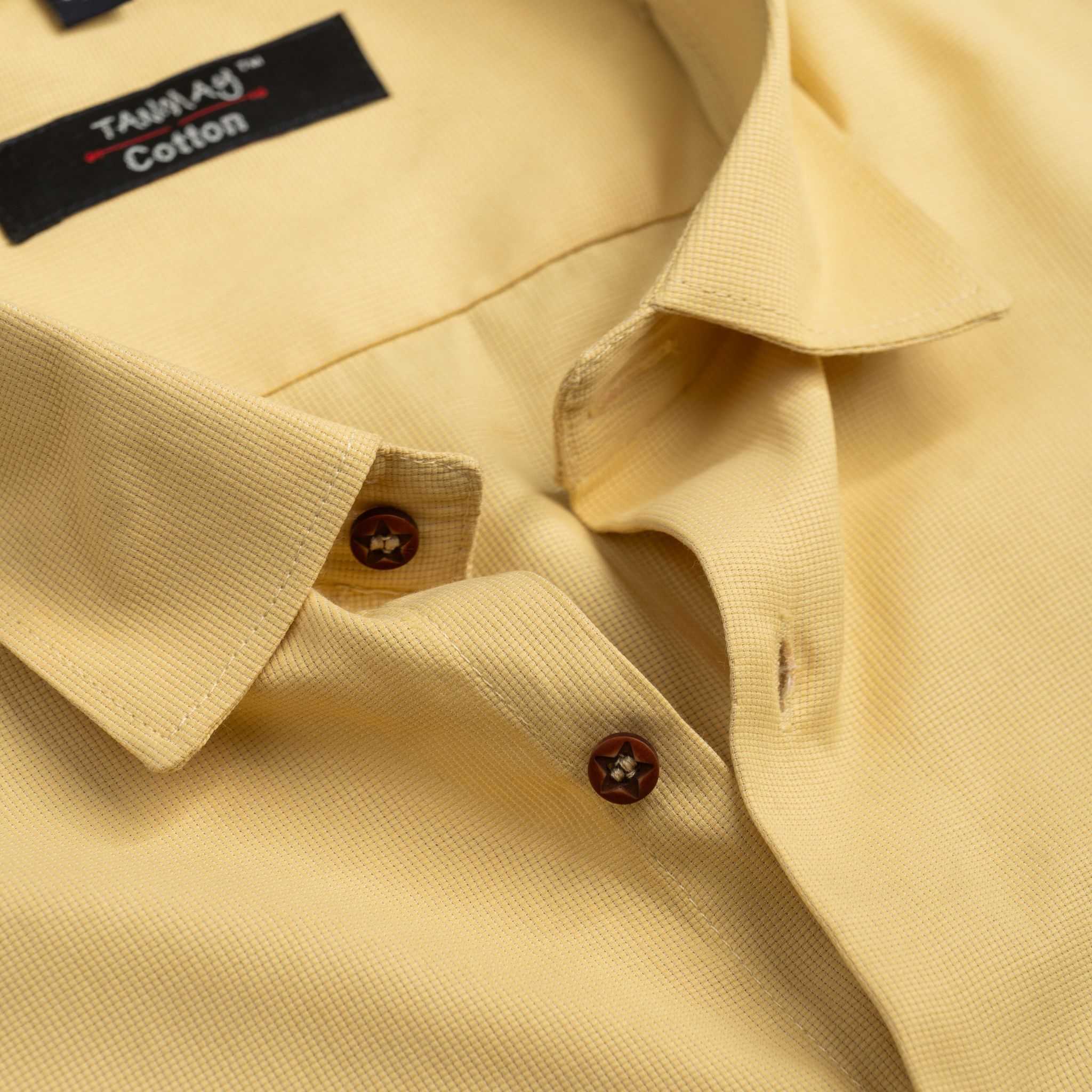 Light Yellow Color Mercerised Cotton Shirt For Men's-M (38 Inch) (97 CM) / Full
