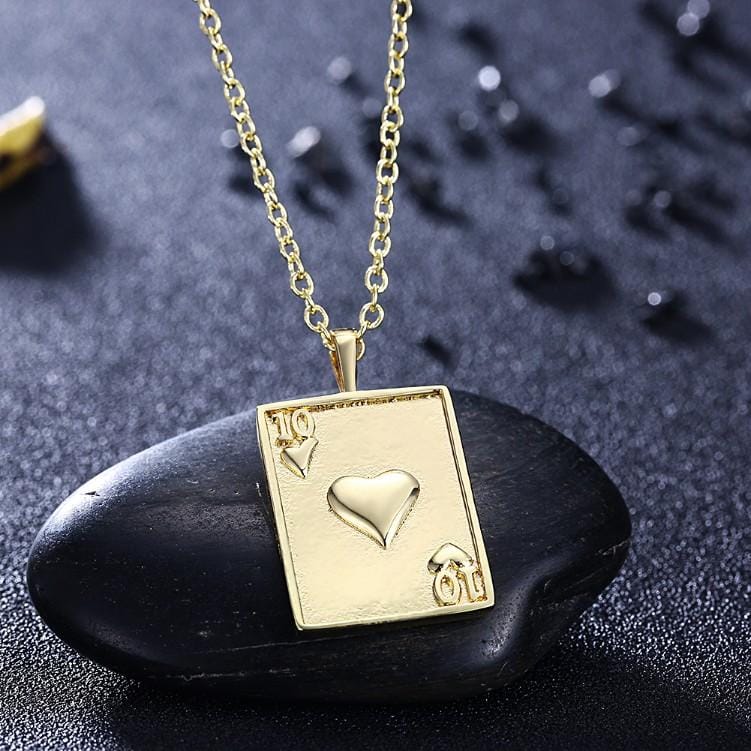Cards Of Hearts Necklace in 18K Gold Plated-Ace of Hearts