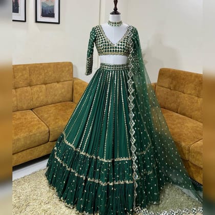 Green Colour Embroidered Attractive Party Wear Lehenga choli SD 1052