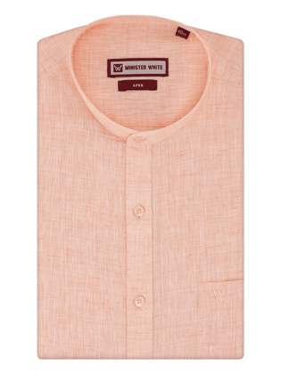 Men's Light Orange Color Chinese Collar Regular Fit Shirt Apex-36 / Orange