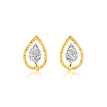 Senco Gold Captivating Droplet Diamond Studs (1.8 gram / 0.1 Ct / HI-SI / 14K Yellow Gold)