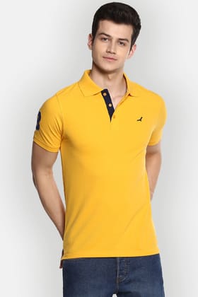 Men's Polo Collar T-Shirt - Amber-Small / Amber