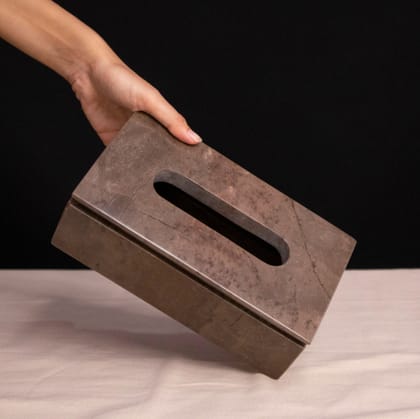 Marble Tissue Box (Bronze) - Handicraft Bazaar-10 Inches / Marble