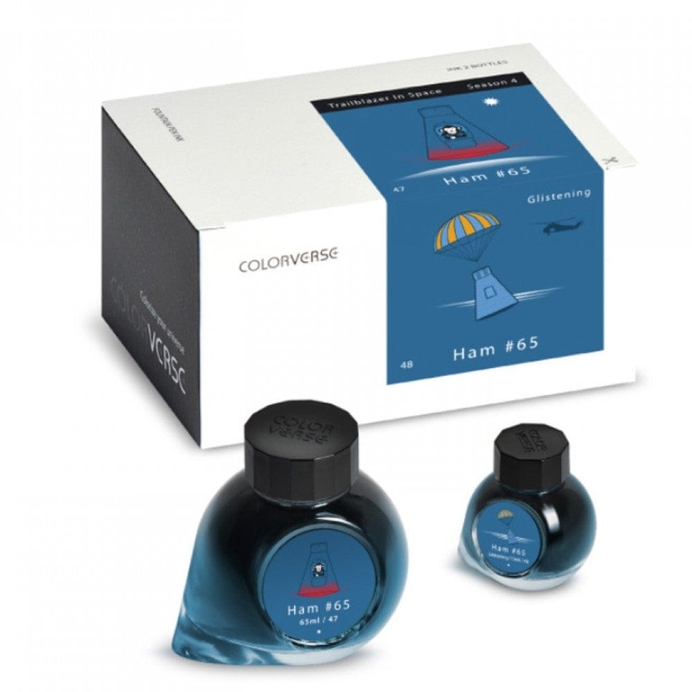 Colorverse HAM 65 Dark Blue Without Shimmer - With Shimmer - Fountain Pen Ink 47 - 48 Trailblazer In Space Series, Season 4, 65ml - 15ml - 2 Bottle Set Dye-Based Nontoxic Made In Korea