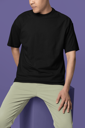 Premium Plain Oversize T-Shirt-Without Design / Black / S