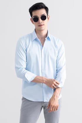 Refined Simplicity: Casual Plain SKUBLUE Shirt for Special Occasions or Office by GlamaStitch-S