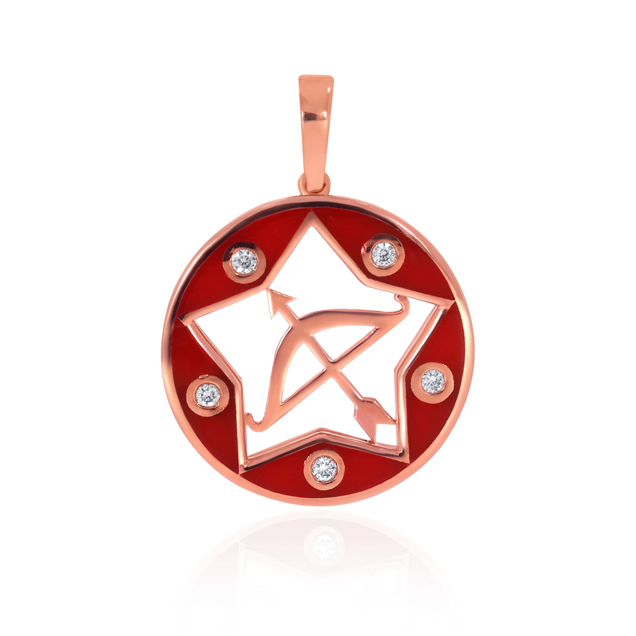Senco Gold Sagittarius Stargaze Charm Diamond Pendant (0.7 gram / 0.019 Ct / HI-SI / 14K Rose Gold)