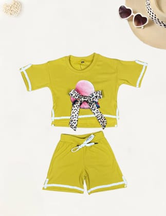 Girl's Yellow Causal Co-Ord Set [GCS-8004] (4-12 Years)-4-5Y (Size - 24) / Ribbed