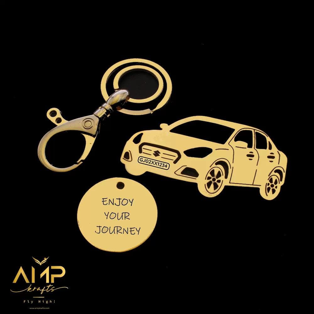 Maruti Suzuki Swift Dzire (2022) Keychain-Side View / Gold