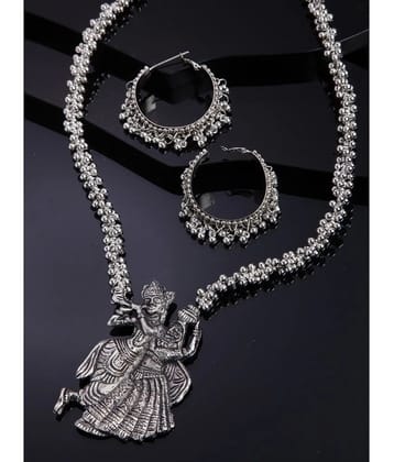 Sunhari Jewels Silver Alloy Necklace Set ( Pack of 1 ) - Silver