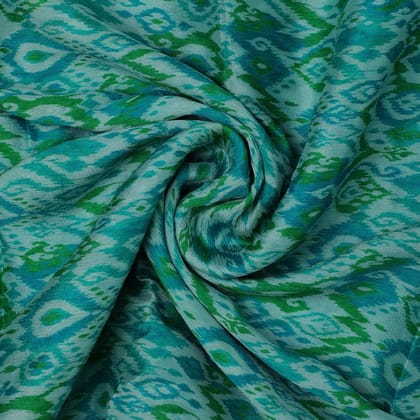 Morden Ikat Blurry Skyblue Digital Printed Fabric - Pure Chinon