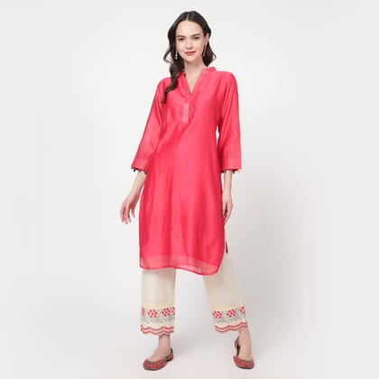Pink kurta with zari line detailing-XS