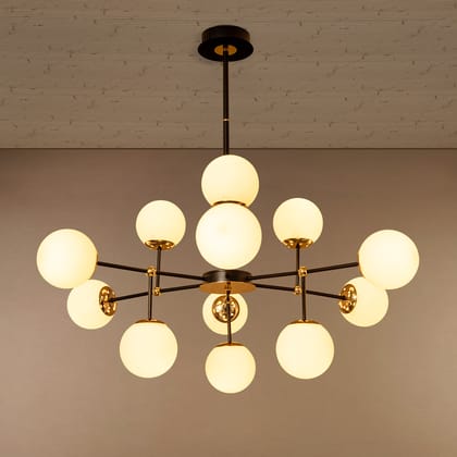 Lumina Orb Symphony Chandelier Light For Living Room - Big-Metal & Glass / E14 & No. Of Bulb - 12 / Length - 35 Inches and Height - 35 Inches