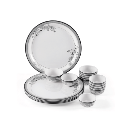 SUPERWARE | Pure Melamine | Buffet Set - SILVER LACE | Set Of 18 Pcs. | Stain Free, Glazed Finish