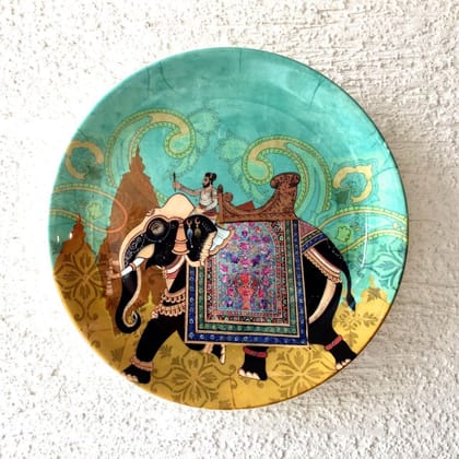 Mandir Elephant Wall Plate-Large: 26 Cm