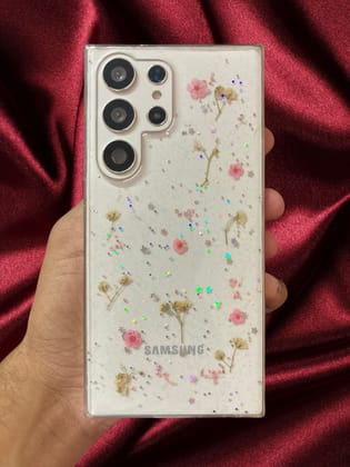Real Cosmos Floral Glitter Cover-Samsung Galaxy S24