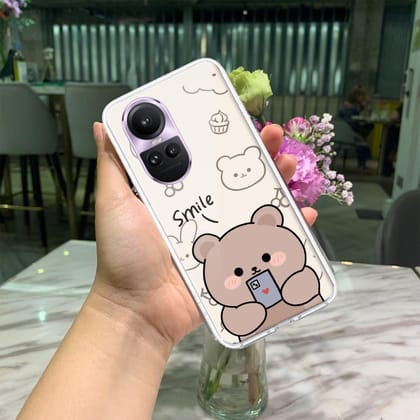 Cute Bear Transparent Silicon Case For Oppo-Oppo Reno 10 Pro 5G