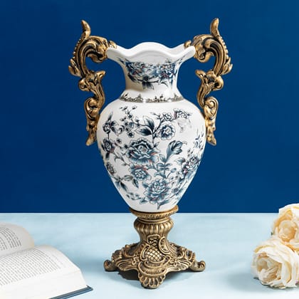Blue Jay Floral Decorative Vase & Showpiece-Height - 17 Inches & Width - 11 Inches / Ceramic / Available