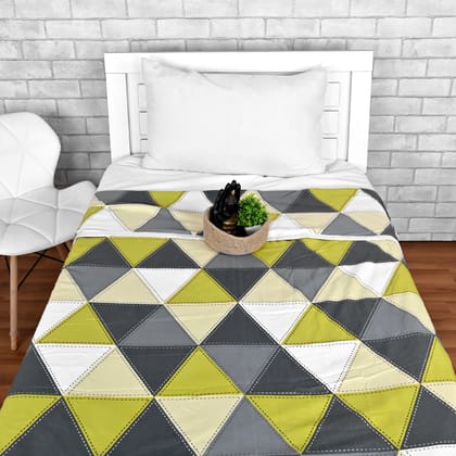 Geometric Yellow, Grey And White Microfiber Comfortable Single Bed AC Dohar-Single / Yellow, Grey and White / Geometric