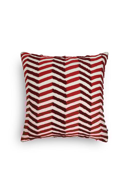 Onset Homes Lahar Hand Embroidered Cushion-Red-12x12