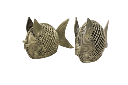 Dhokra Art Brass Fish  4" (Set of 2)