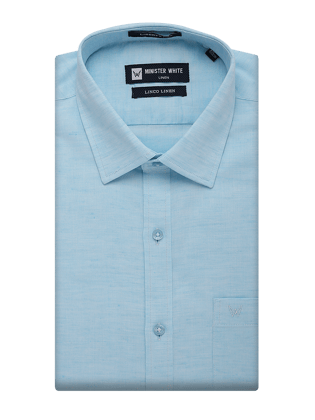 Mens Cotton Linen Regular Fit Sky Blue Colour Shirt Linco Linen-36 / F/S / Sky Blue