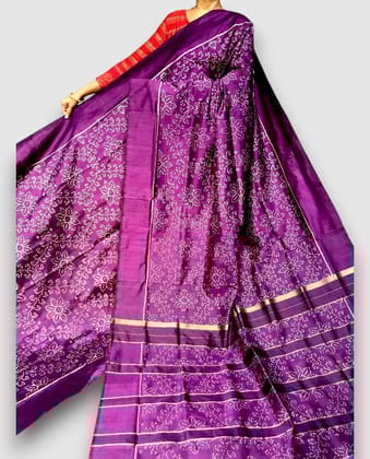 Designer Pochampally Ikat Silk Purple Patola Sari