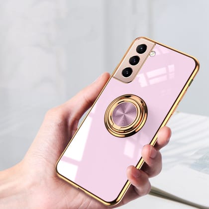 Gold Electroplated Ring Holder Cover-Samsung Galaxy S21 FE