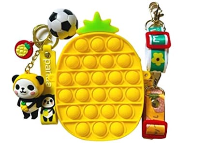 Premium Quality Pop it Sling Bag with  Straps and Cute Keychain Accessory - PINEAPPLE