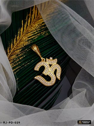 Superior Diamond Om Pendant-05 for Men-Gold Plated