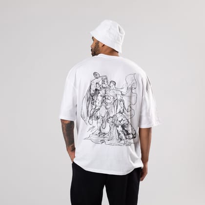 Superman vs Omni Man vs Homelander Oversized T-Shirt-S / White / 240 GSM (100% Cotton)