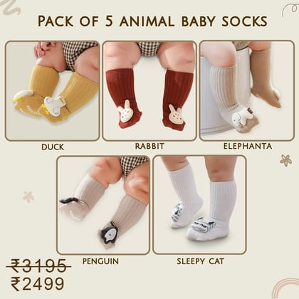 Pack of 5 Baby Socks-0-6 Months- XS