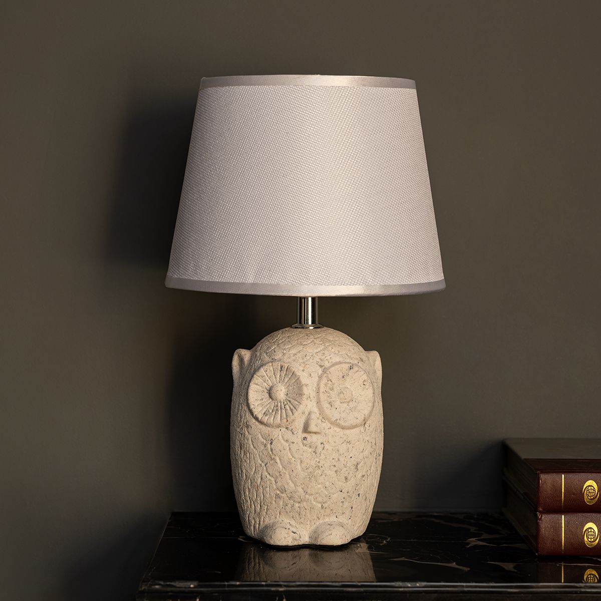 Owl Wisdom Decorative Ceramic Table Lamps for study - White-Height - 13 Inches & Width - 8 Inches / Ceramic / Available