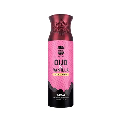 Ajmal Oud Vanilla Non-Alcoholic Deodorant Body Spray With Fruity Ambery Fragrance Perfume Ideal Gift For Men and Women