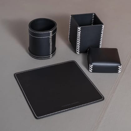 Modella Mousepad, Storage Box And Pen Holder Black-Black