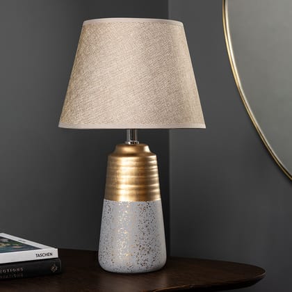 Luster Luxe Decorative Ceramic Desk Lamp - Gray-Height - 15 Inches & Width - 9 Inches / Ceramic / Available