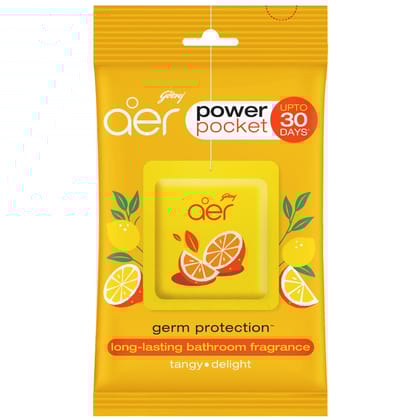 Godrej Aer Power Pocket Tangy Delight (10g) | Air Freshener - Bathroom and Toilet | Lasts 30 days