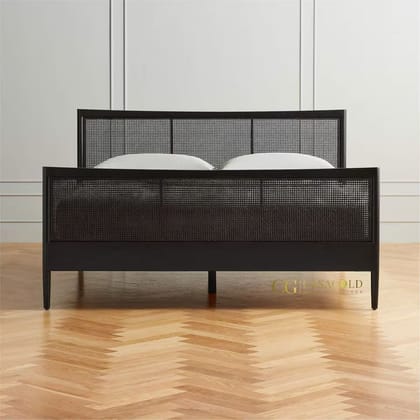 Maeve Black Rattan Bed-King
