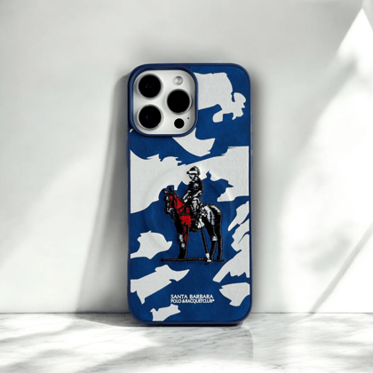 Santa Barbara Blue White Camo Embroidered MagSafe Compatible Case-iPhone 16 Pro