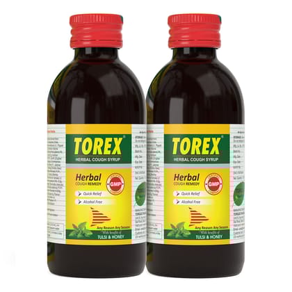 Torex Herbal Cough Syrup-Ayurvedic Cough Relief Syrup with Tulsi and Honey-100ml-Pack of 2