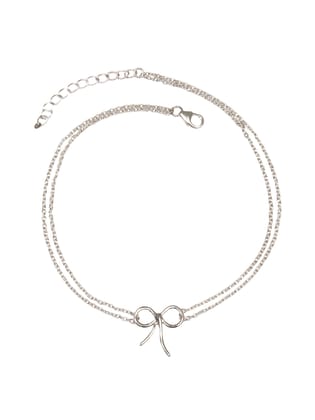 Trendy Bow Anklet For Women In Pure 925 Sterling Silver