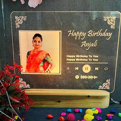 "Personalize Your Celebration with Spotify Plaque Table Lamp!"-Multicolor with remote