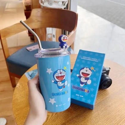 Doremon/Mickey/Hello Kitty Theme 304 Stainless Steel Insulation Cup 450ml-Doremon Blue