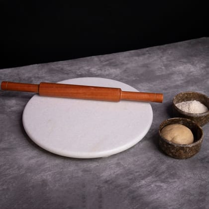 White Marble Roti Maker (Chakla) - Handicraft Bazaar-10 Inches / Marble