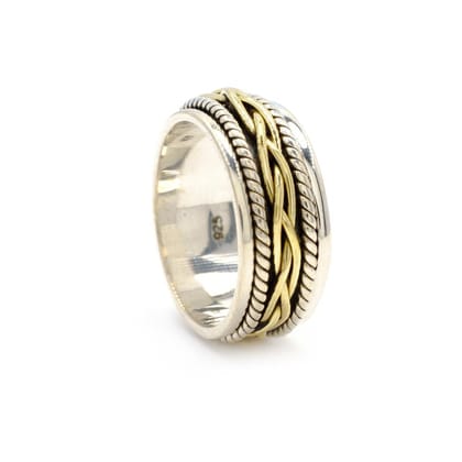 Gold Braid & Twist Fluid | 925 Silver Ring for Women & Men-18