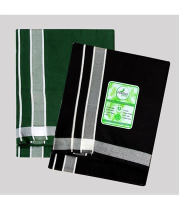 Feather Green - Multicolor Cotton Mens Lungi ( Pack of 2 ) - None